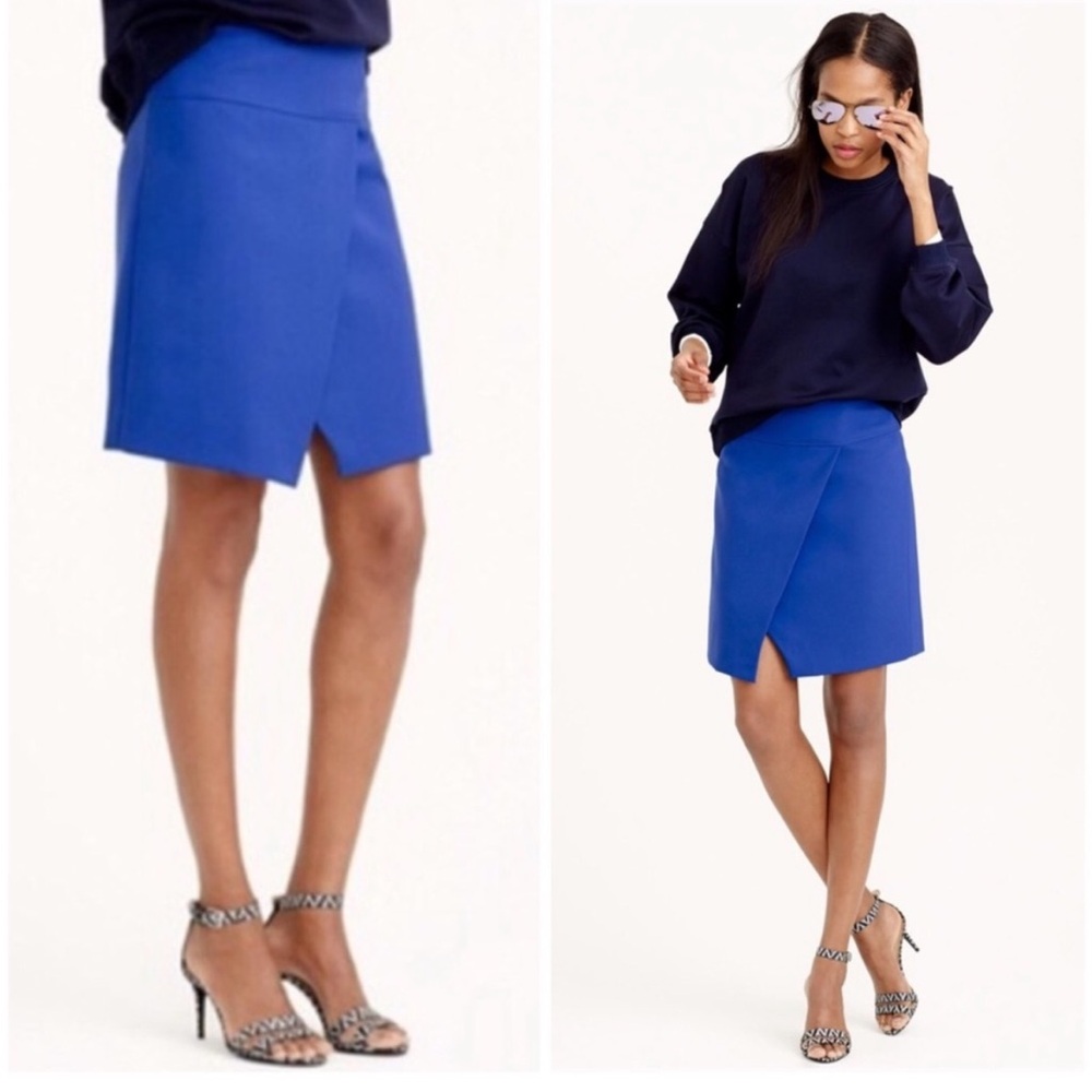 NWT J Crew Crossover A Line Wrap Skirt Blue 2